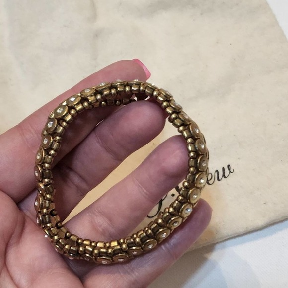 J. Crew brushed gold tone jeweled stretch bracelet - Picture 8 of 12